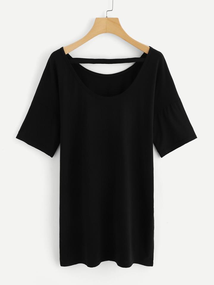 Romwe Scoop Neck Cut Out Tee Dress
