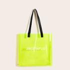 Romwe Neon Lime Slogan Print Tote Bag