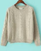 Romwe Classical Cable Knit Beige Sweater