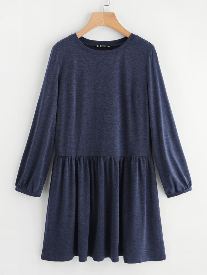 Romwe Heather Knit Smock Tee Dress