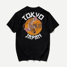 Romwe Men Abstract Letter And Fish Print Tee