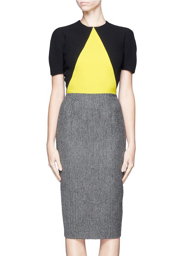 Romwe Black Yellow Grey Short Sleeve Bodycon Dress