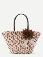 Romwe Straw Tote Bag With Flower