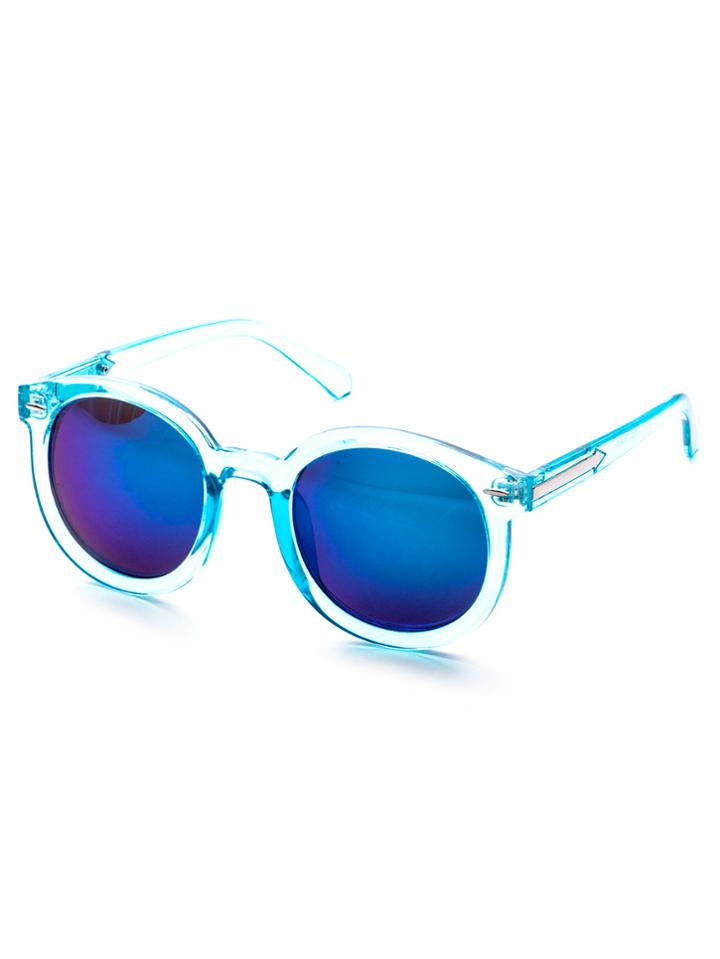 Romwe Blue Clear Frame Metal Arrow Retro Style Sunglasses