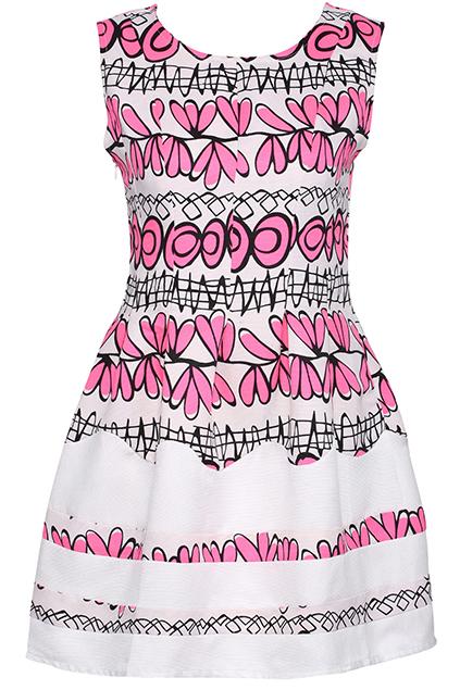 Romwe Romwe Graffiti Print Red Sleeveless Dress