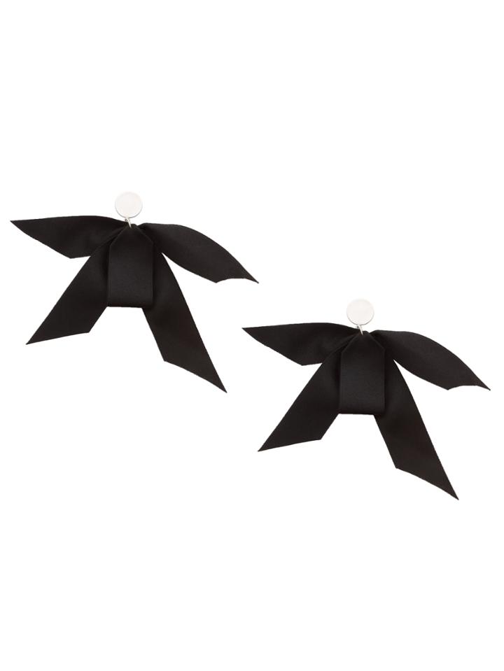 Romwe Black Satin Bow Tie Studs