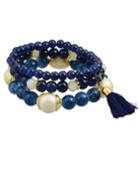 Romwe Blue Elastic Beads Bracelet