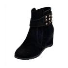 Romwe Studded Decor Suede Boots