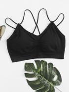 Romwe Criss Cross Pleated Cami Top