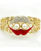 Romwe Gold Diamond Hollow Lip Bracelet