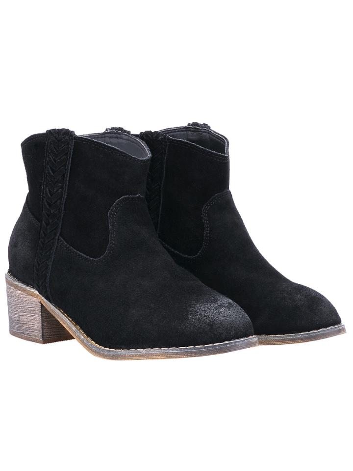 Romwe Black Zipper Brush Boots