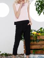 Romwe Pink Black Backless Top With Pockets Pants