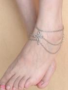 Romwe Floral Chain Delicate Layered Anklet