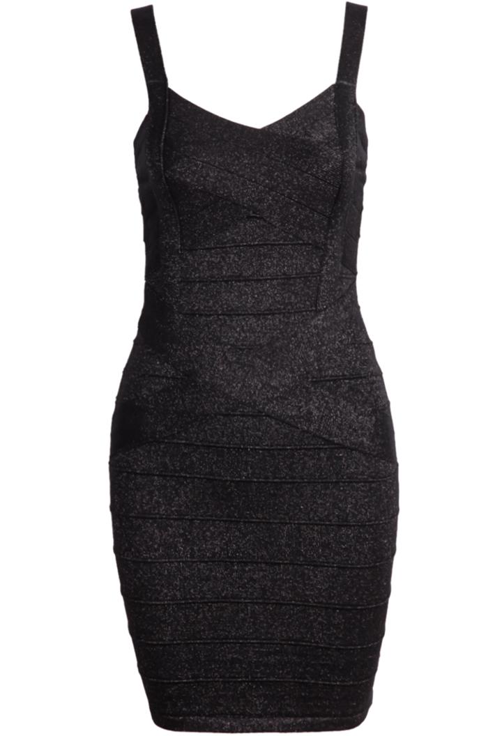 Romwe Spaghetti Strap Bandage Black Bodycon