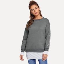 Romwe Pearls Beaded 2 In 1 Sweatshirt