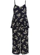 Romwe Spaghetti Strap Cami Top With Flower Print Chiffon Pant