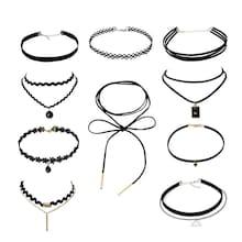 Romwe Bar & Triangle Detail  Choker Set 10pcs