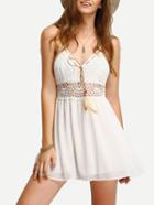 Romwe Halter Crochet Top Chiffon Skater Dress