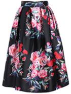 Romwe Florals Flare Skirt