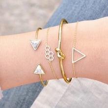 Romwe Triangle & Twist Bracelet Set 4pcs