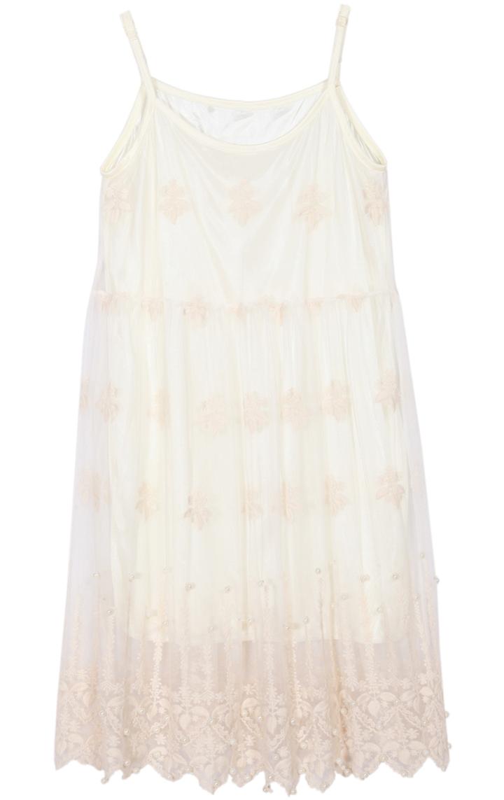 Romwe Spaghetti Strap With Bead Embroidered Hem Dress