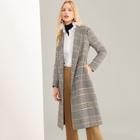 Romwe Notched Neck Plaid Coat