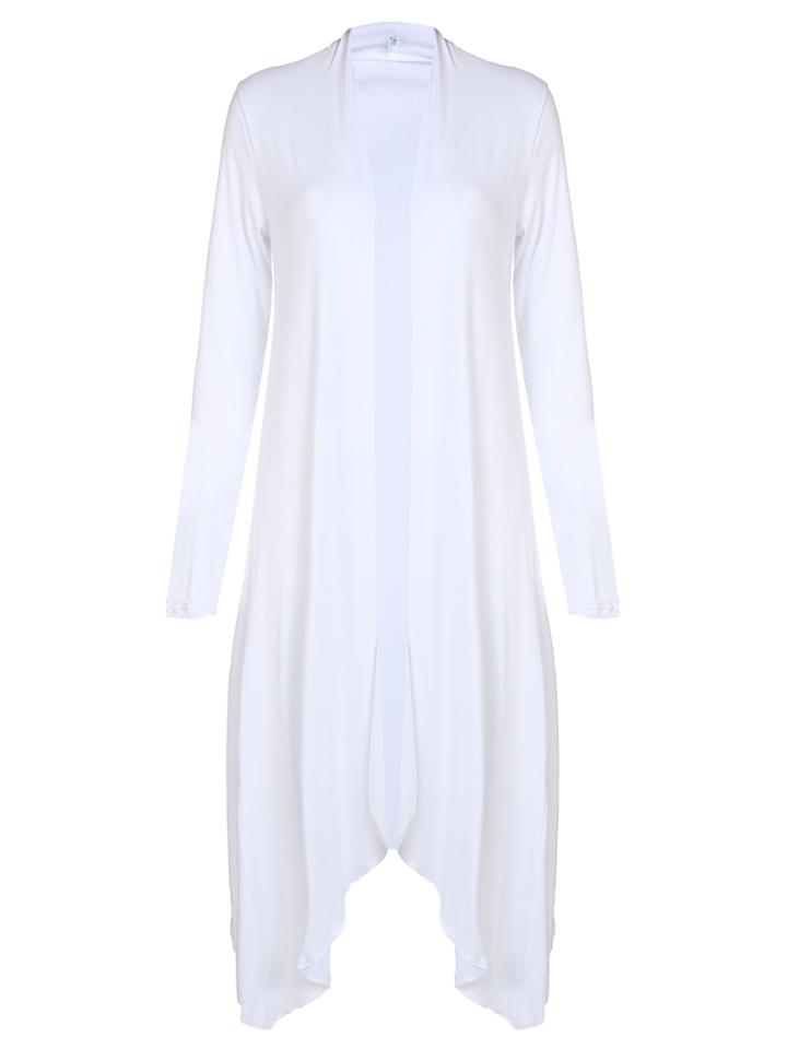 Romwe Asymmetrical Long White Coat