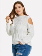 Romwe Open Shoulder Fisherman Sweater