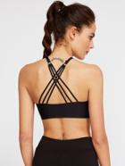 Romwe Black Lattice Back Crop Cami Top