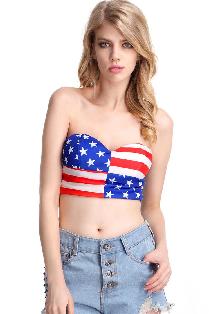 Romwe American Flag Print Bandeau