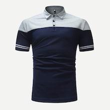 Romwe Guys Cut And Sew Panel Polo Shirt