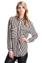 Romwe Loose Stripes Black-cream Shirt