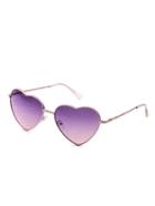 Romwe Rose Gold Frame Heart Shaped Purple Lens Sunglasses