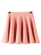 Romwe Elastic Waist A-line Pink Skirt
