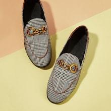 Romwe Metal Detail Houndstooth Flats