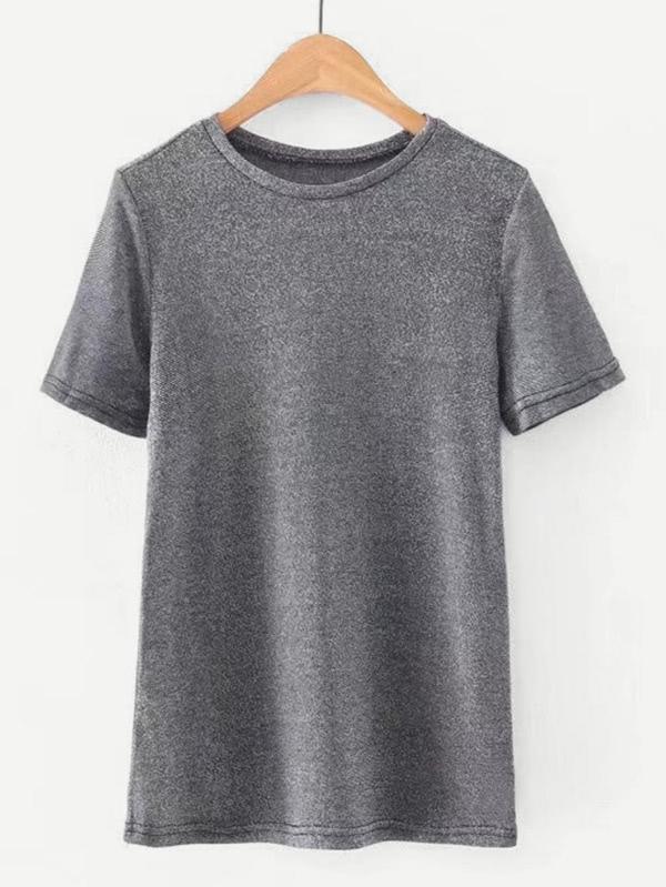 Romwe Short Sleeve Marled Tee