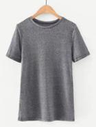 Romwe Short Sleeve Marled Tee