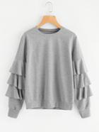 Romwe Tiered Frill Sleeve Sweatshirt