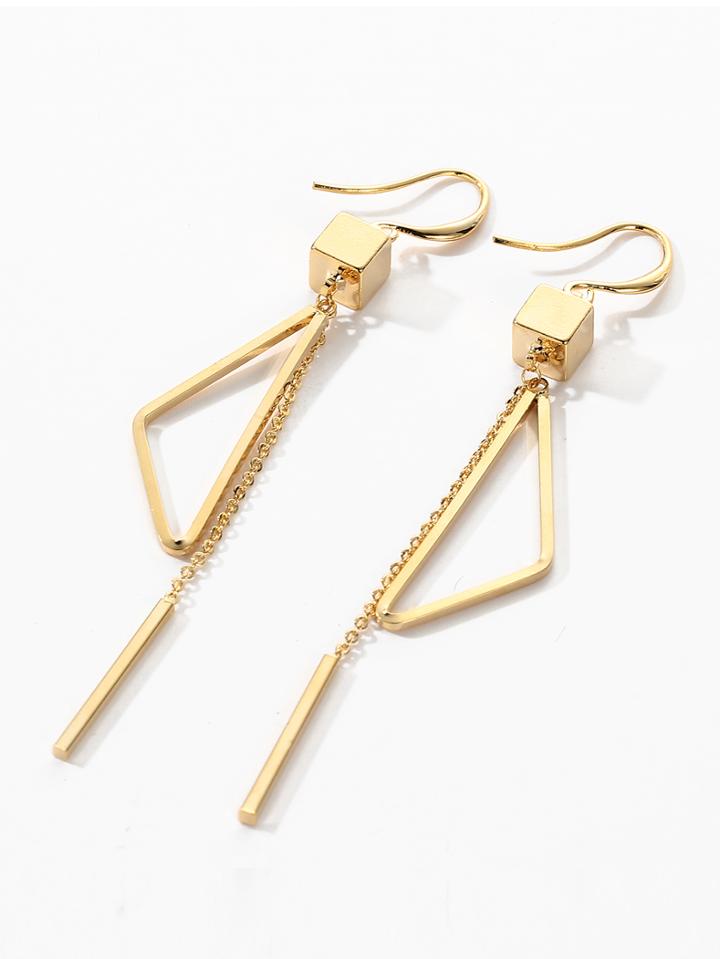 Romwe Triangle Chain Dangle Earrings