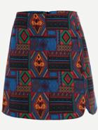 Romwe Colorful Tribal Print Skirt