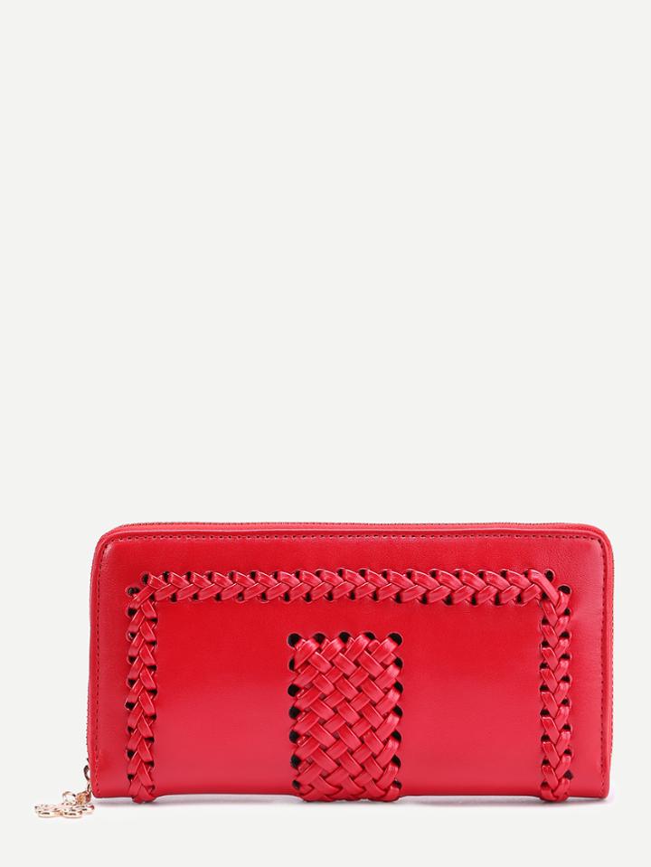 Romwe Crochet Design Flower Zipper Wallet