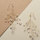 Romwe Twisted Branch With Pearl Accents Dangle Earrings