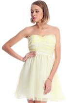 Romwe Romwe Daisy Embellished Yellow Bandeau Dress