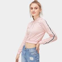 Romwe Contrast Tape Side Hoodie