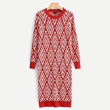 Romwe Geo Pattern Sweater Dress