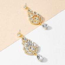 Romwe Rhinestone Gold Plated Drop Earrings