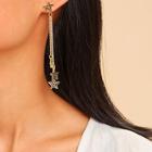 Romwe Star Pendant Chain Drop Earrings Jacket 1pair