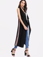 Romwe Contrast Striped Tape Side Waterfall Vest