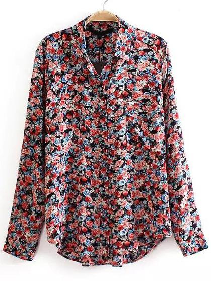 Romwe Florals Pocket Women Blouse