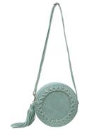 Romwe Braided Tassel Zip Round Bag - Mint Green